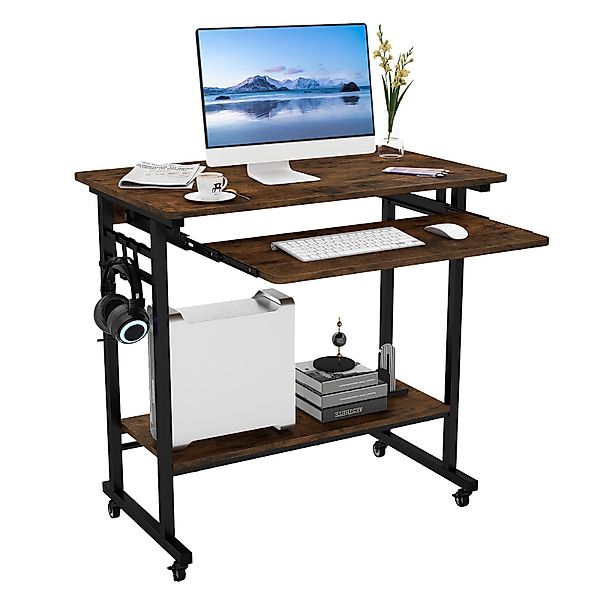 COSTWAY Computertisch, mit Rollen & Tastaturablage, günstig online kaufen