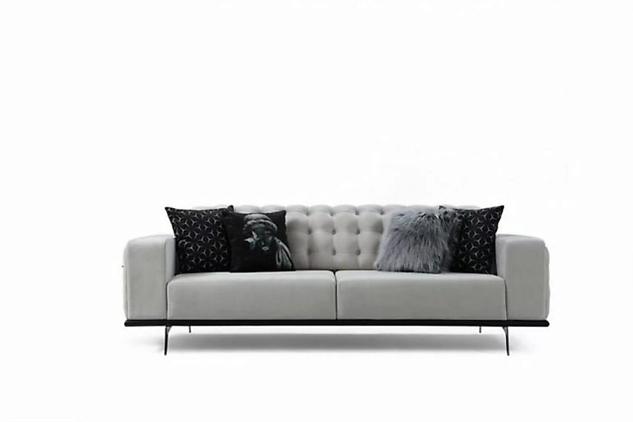 JVmoebel Sofa Moderner 3-Sitzer Wohnzimmer Weiße Edle Couch Luxuriöses Pols günstig online kaufen