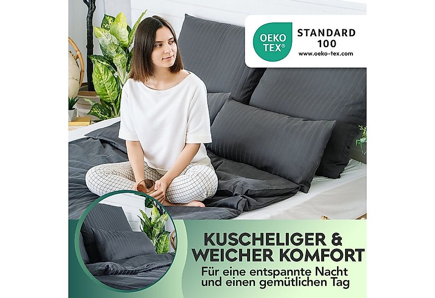 Slummer Bettwäsche 135x200 Baumwolle Damast Mako-Satin, anthrazit, Baumwoll günstig online kaufen