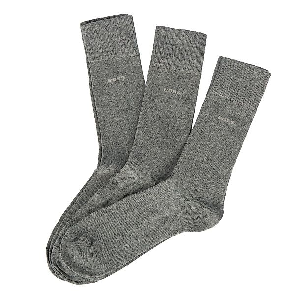 BOSS 3er-Pack Socken mit eingestricktem Logo Farbe mittelgrau Größe: 43-46 günstig online kaufen