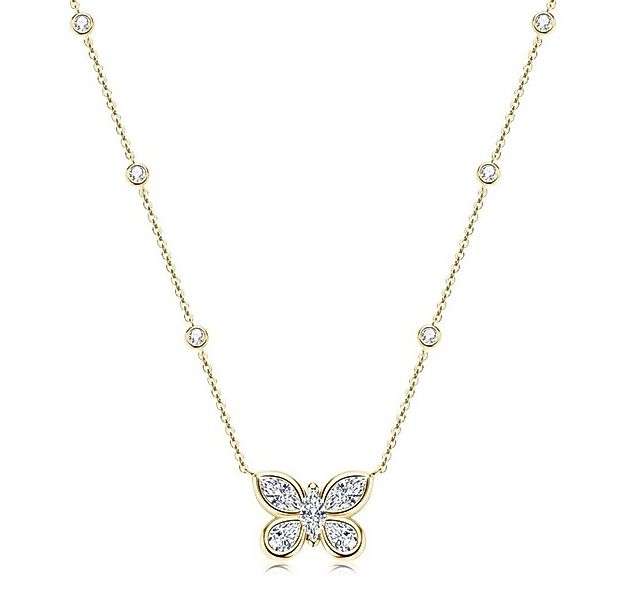 ROUGEMONT Kette mit Anhänger Extravagante Schmetterling Moissanit Halskette günstig online kaufen
