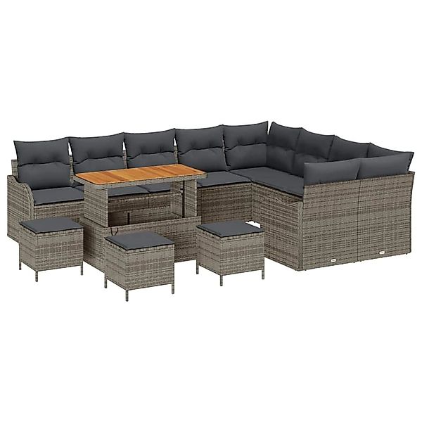 vidaXL Garten-Sofa-Set 13-Tlg Grau Poly Rattan 3362313 günstig online kaufen