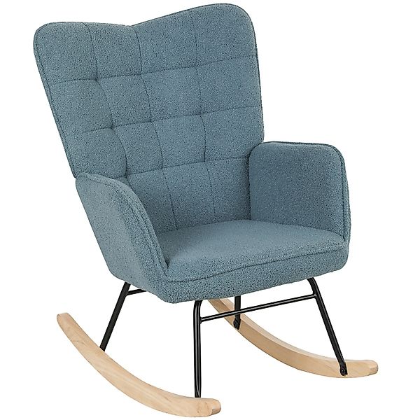 HOMCOM Schaukelstuhl Berbervlies Buchenholz Stahl Schaumstoff Hellblau günstig online kaufen