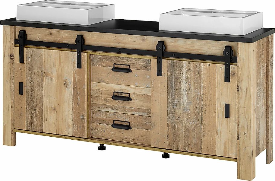 Home affaire Waschtisch "SHERWOOD, Waschbeckenunterschrank inkl. Waschbecke günstig online kaufen