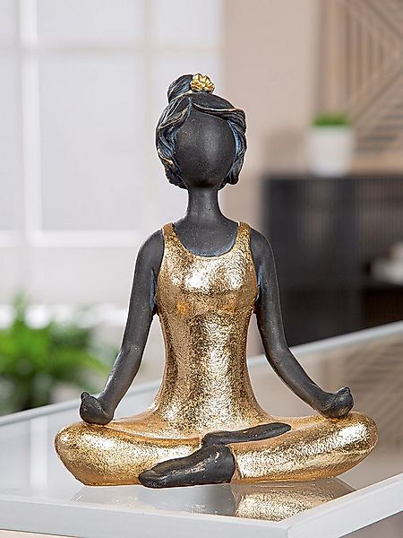 MF Dekofigur Dekofigur Elenya Yoga Frau Gold Schwarz 20 cm sitzend (1 St) günstig online kaufen