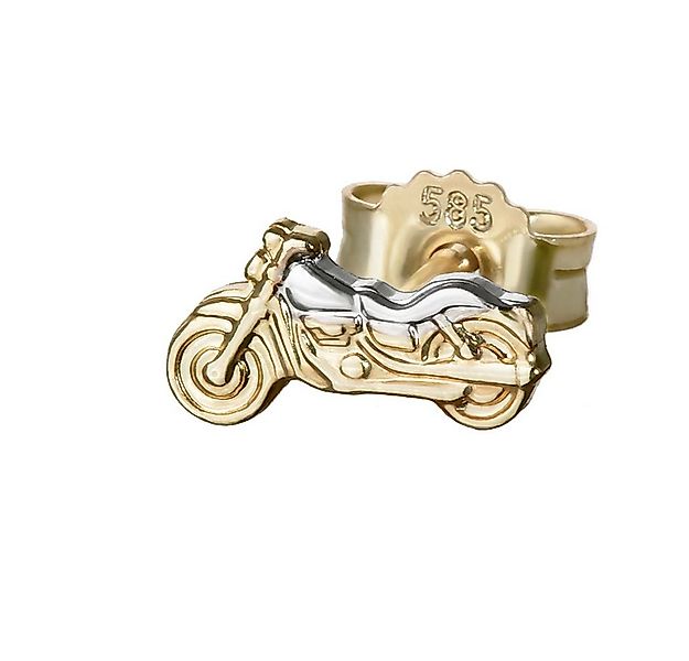 NKlaus Single-Ohrstecker Einzel Kleine Motorrad 585er Gold 14 Karat Ohrstec günstig online kaufen