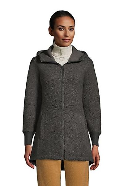 Fleece-Kapuzenmantel in Wollbouclé-Optik, Damen, Größe: L Normal, Grau, by günstig online kaufen