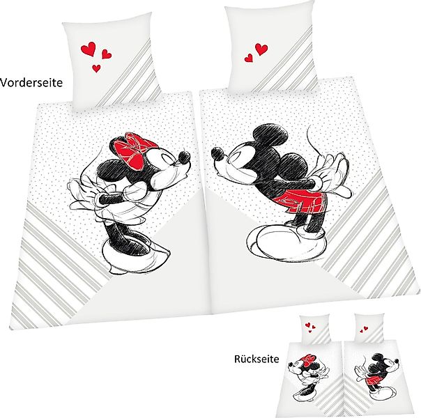 Disney Partnerbettwäsche "Disneys Mickey und Minnie Mouse in Gr. 135x200 cm günstig online kaufen