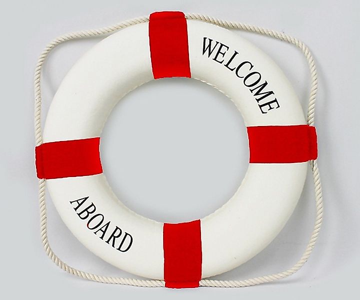 Yudu Wanddekoobjekt Ø34 Deko Rettungsring Maritime Deko Welcome Aboard günstig online kaufen
