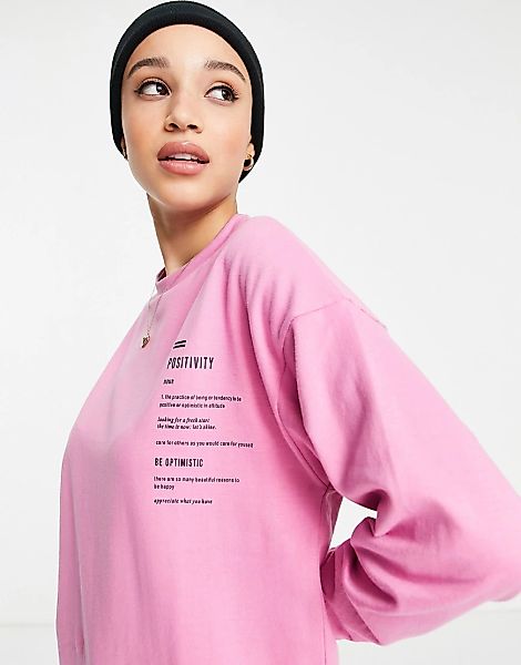 Influence – Oversize-Sweatshirt in Rosa mit Print günstig online kaufen
