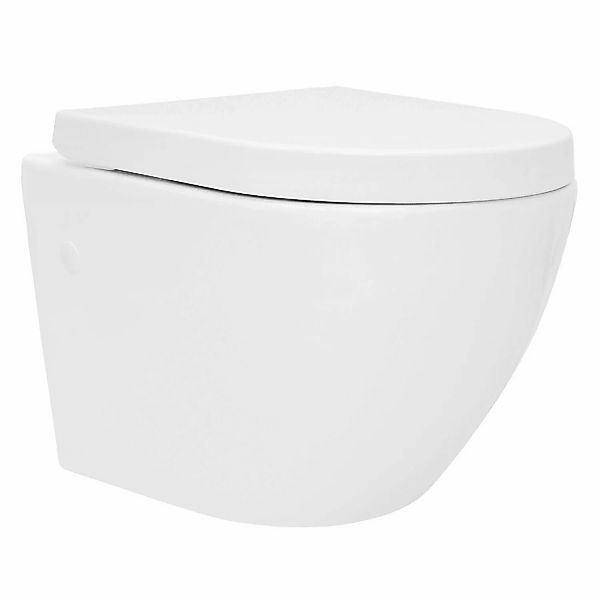 LuxeBath Spülrandloses Hänge WC Nano Beschichtung mit Kurze Ausladung 49 cm günstig online kaufen