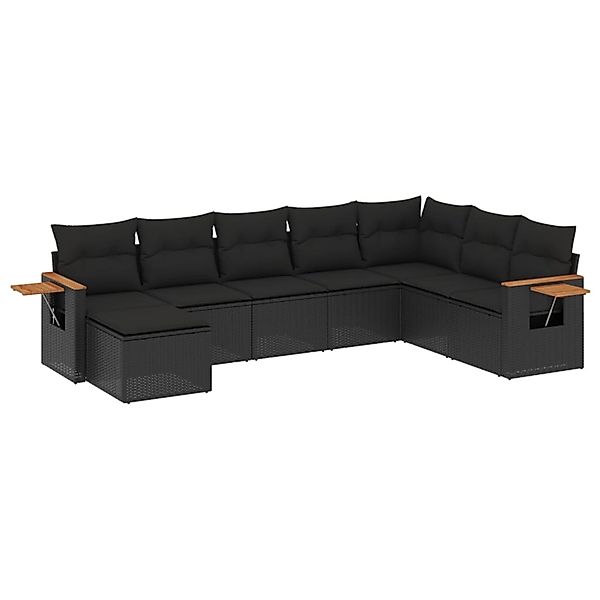 vidaXL 8-Tlg Garten-Sofagarnitur mit Kissen Schwarz Poly Rattan 3227084 günstig online kaufen