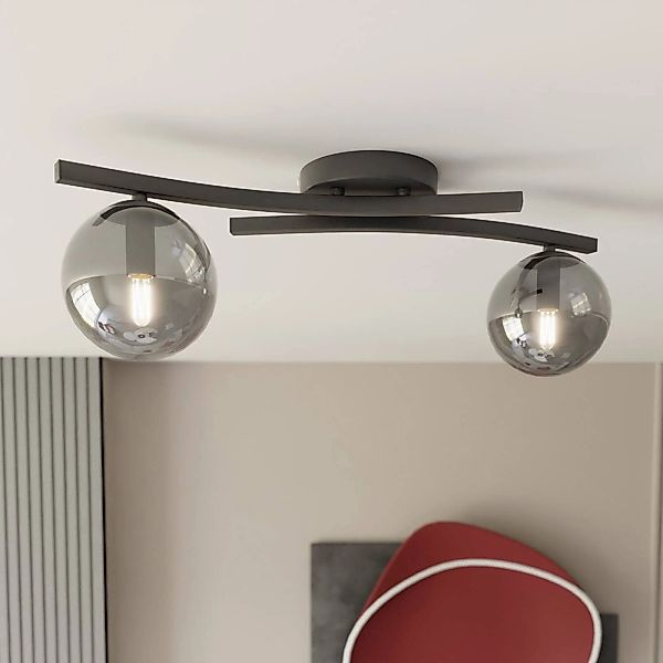 Deckenlampe Opus, Länge 60 cm, rauchgrau/schwarz, 2-flg. günstig online kaufen
