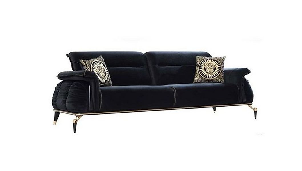 Xlmoebel 3-Sitzer 3-Sitzer-Sofa in Schwarz im Chesterfield-Stil, Designer-M günstig online kaufen