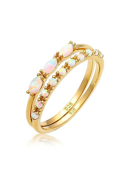 Elli Solitärring Vintage Cabochon Opal 2er-Set günstig online kaufen