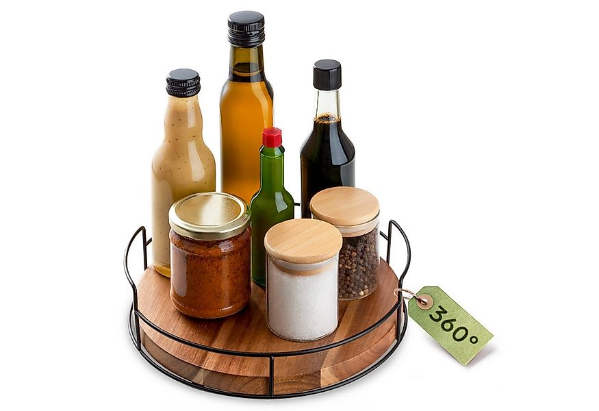 Praknu Gewürzkarussell Lazy Susan Drehteller Holz - Aus nachhaltigem FSC Ak günstig online kaufen