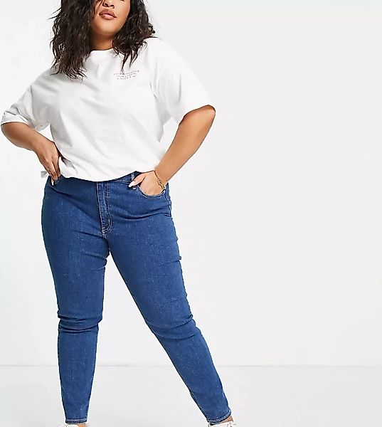 ASOS DESIGN Curve – Ridley – Enge Jeans mit hohem Bund in mittlerer Waschun günstig online kaufen