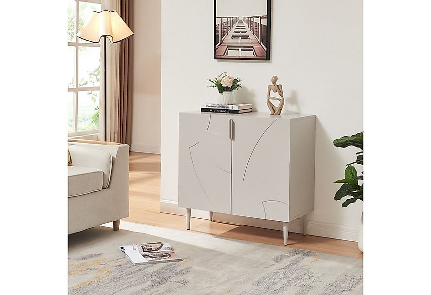 en.casa Sideboard, »Starvili« mit 2 Türen 75 x 76 x 38 cm Beige günstig online kaufen