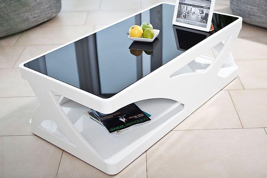 SalesFever Couchtisch, 10 mm Schwarzglasplatte, rechteckig günstig online kaufen