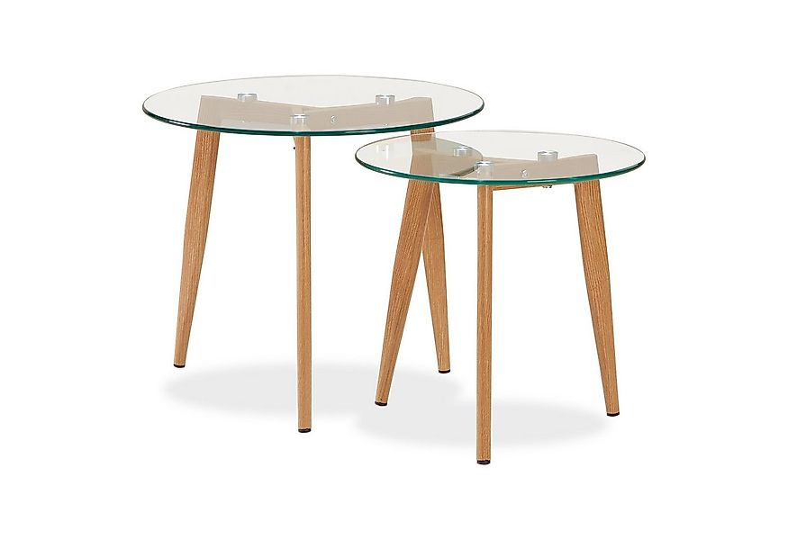 Homestyle4u Beistelltisch Couchtisch Glas Rund Set Wohnzimmertisch hochwert günstig online kaufen