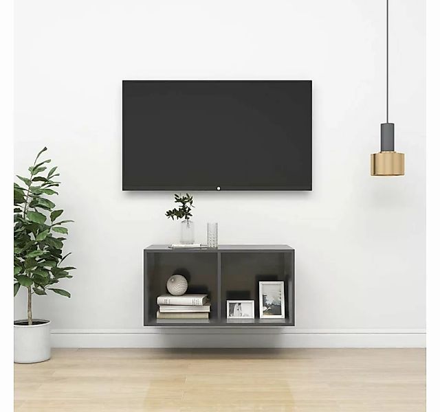 vidaXL TV-Schrank TV-Wandschrank Hochglanz-Grau 37x37x72 cm Spanplatte günstig online kaufen