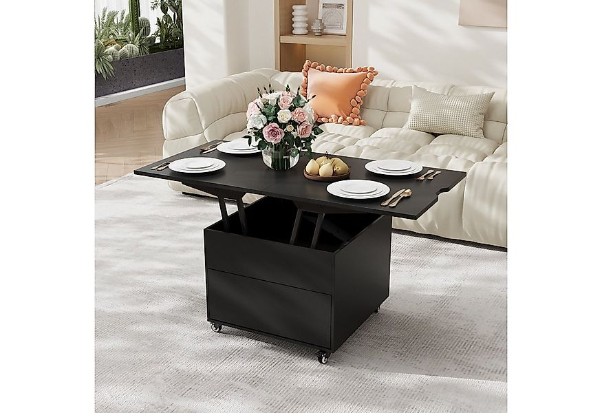 VOWNER Couchtisch Höhenverstellbar, 3-in-1-Multifunktions Wohnzimmer-Esstis günstig online kaufen