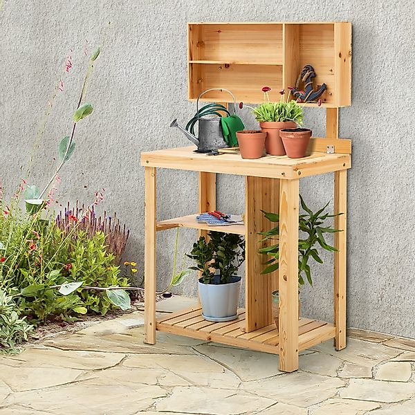 Outsunny Pflanztisch Gartenarbeitstisch mit Ablage aus Tannenholz für Garte günstig online kaufen