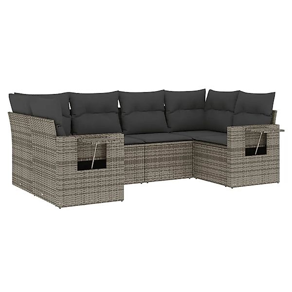 vidaXL 6-Tlg Garten-Sofagarnitur mit Kissen Grau Poly Rattan 3252917 günstig online kaufen