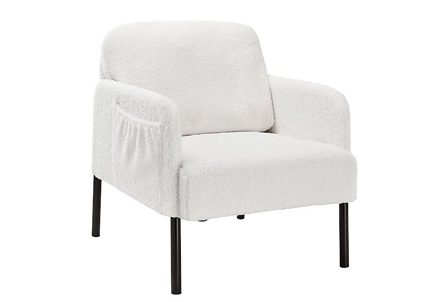 Mondeer Sessel, Freizeitsessel mit Weiß Lammwollstoff und Schwarzes Metallg günstig online kaufen
