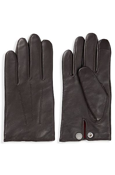 HUGO Lederhandschuhe Jaan mit Logo auf dem Knopf günstig online kaufen