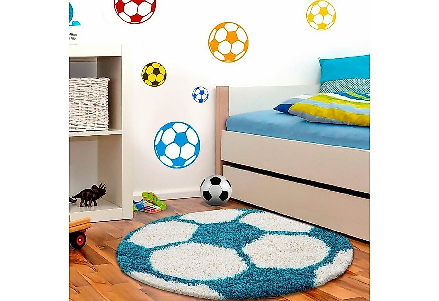 Ayyildiz Teppiche Kinderteppich Fun 6001, rund, Höhe: 30 mm, Fußball Design günstig online kaufen