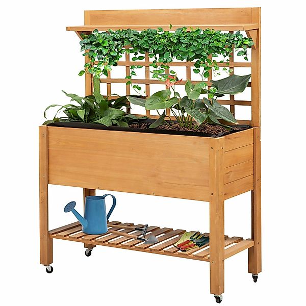 Outsunny Pflanztisch Tanne Nicht Gewebter Stoff 105L x 40B x 135H cm Braun günstig online kaufen