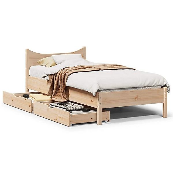 vidaXL Bett, Massivholzbett mit Schubladen 90x190 cm Massivholz Kiefer günstig online kaufen