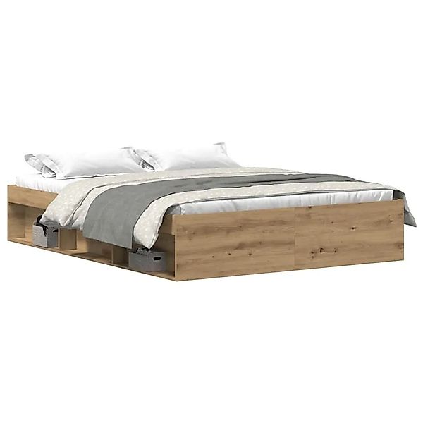 vidaXL Bettgestell ohne Matratze Artisan-Eiche 150x200cm Holzwerkstoff 3329 günstig online kaufen