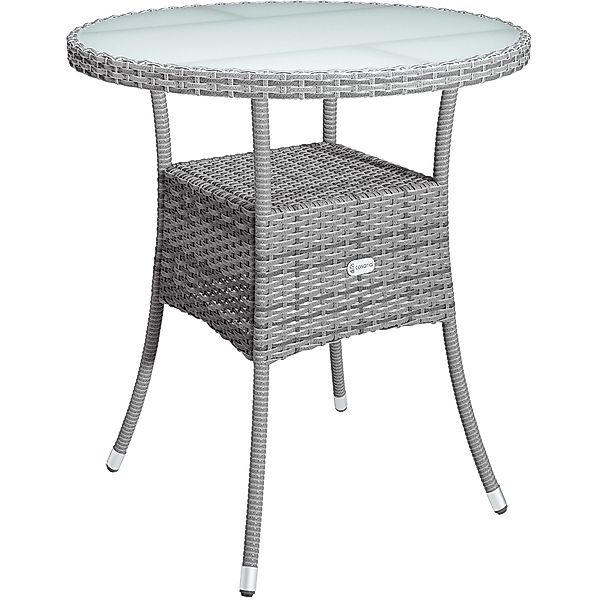 Polyrattan-Tisch Grau rund Ø60cm günstig online kaufen