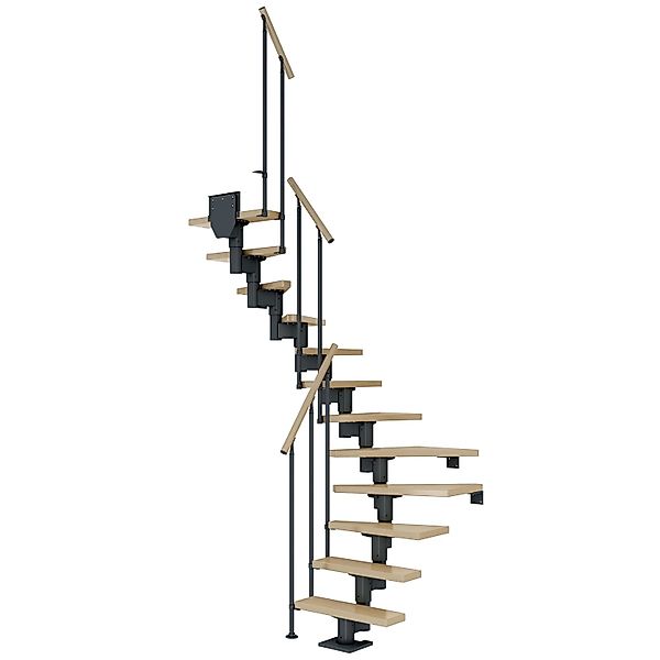 Dolle Mittelholmtreppe Dublin Ahorn Perlgrau GH bis 292 cm 1/2 Gewendelt 65 günstig online kaufen