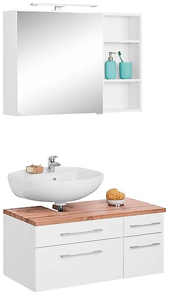 welltime Badmöbel-Set "Davos" 3 Stk. tlg. Spiegelschrank, Regal und Waschbe günstig online kaufen