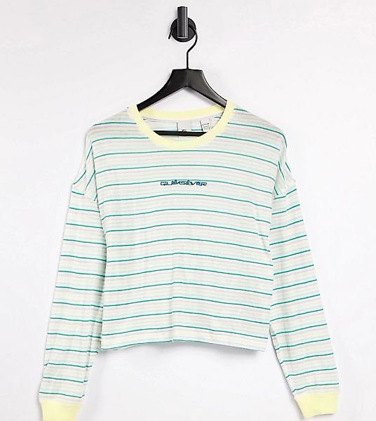 Quiksilver – High Town Rainbow – Gestreiftes T-Shirt in Grün – exklusiv bei günstig online kaufen