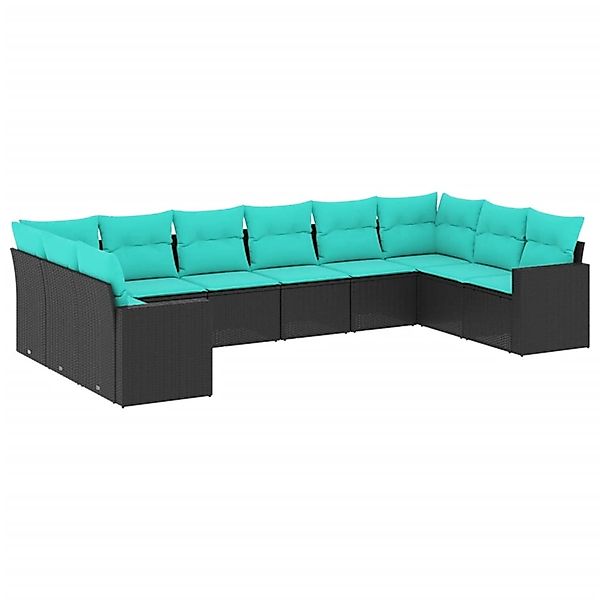 vidaXL 10-Tlg Garten-Sofagarnitur mit Kissen Schwarz Poly Rattan 3219457 günstig online kaufen