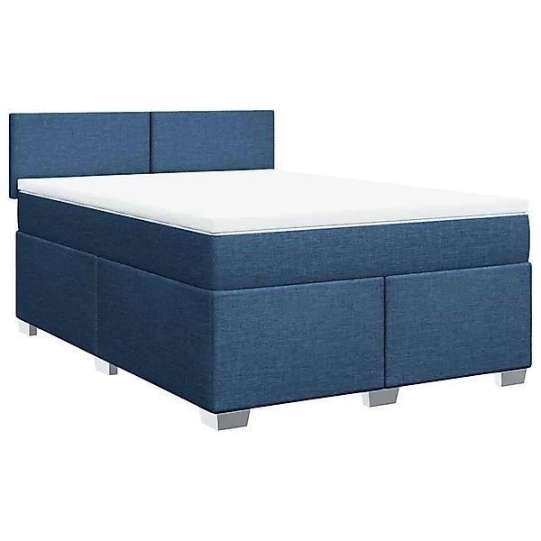vidaXL Boxspringbett mit Matratze Blau 140x190 cm Stoff 3288182 günstig online kaufen
