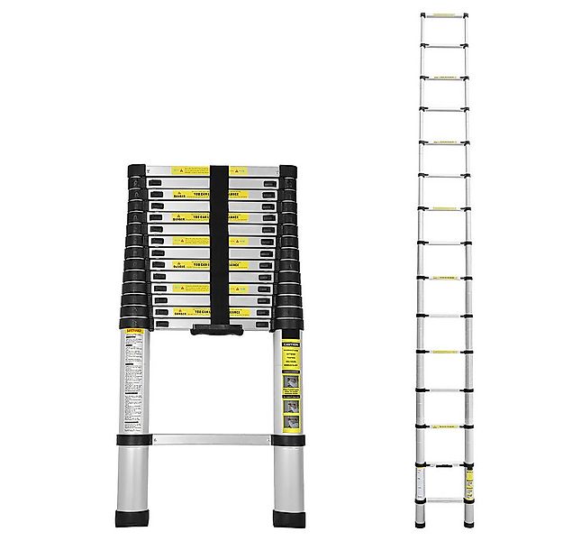 Clanmacy Teleskopleiter Teleskopleiter Stehleiter Mehrzweckleiter Alu 4,4m günstig online kaufen