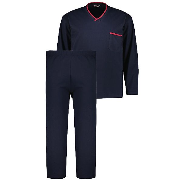 ADAMO Langer Schlafanzug aus Baumwolljersey Farbe dunkelblau Größe: 7XL günstig online kaufen