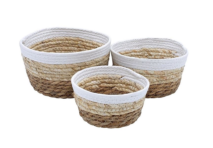 Spetebo Aufbewahrungskorb Deko Körbchen rund 3er Set aus Seegras-21/18/15 c günstig online kaufen