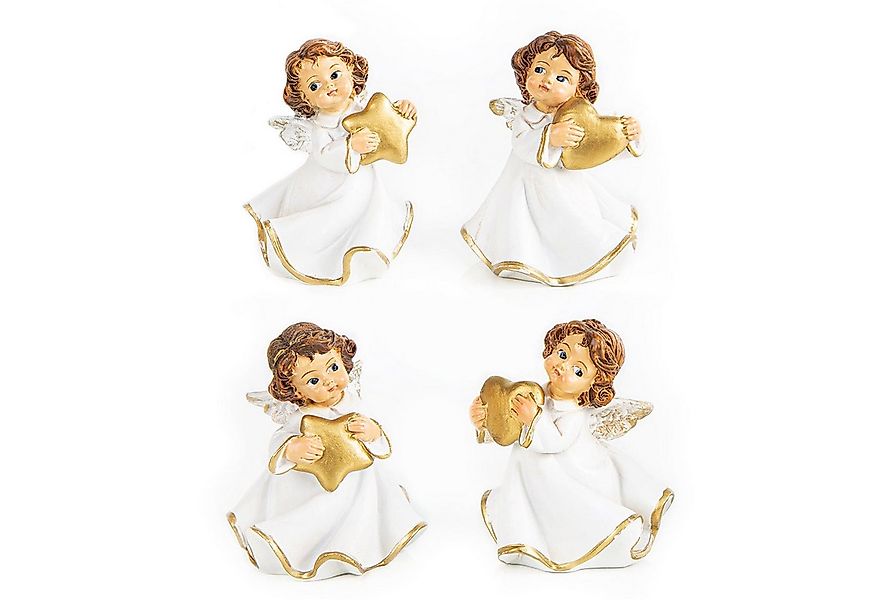 Logbuch-Verlag Dekofigur 4 Schutzengel Figuren Gold Weiß mit Herz & Stern 7 günstig online kaufen