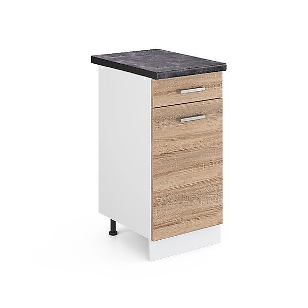 Vicco Küchenunterschrank R-Line Schubladenschrank für die Küche Sonoma/Weiß günstig online kaufen