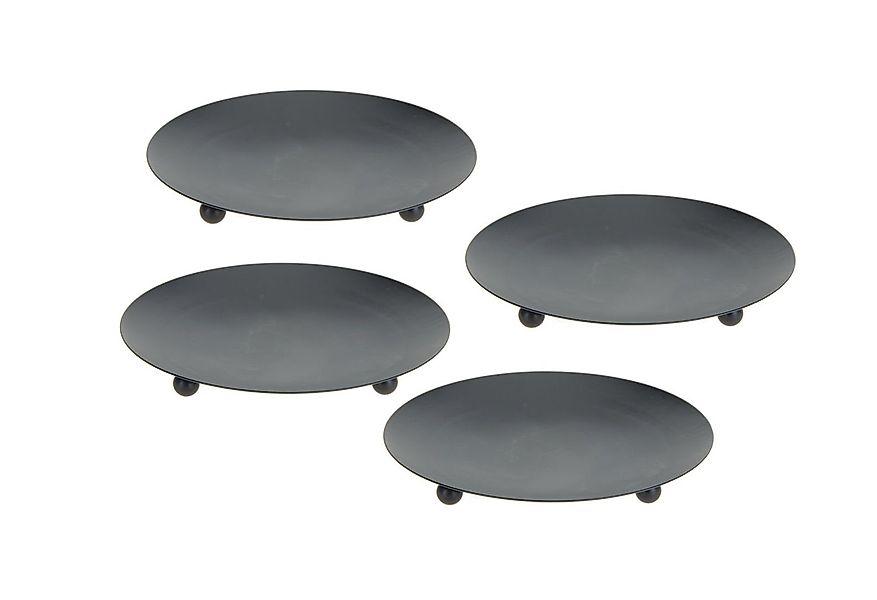 Spetebo Kerzenhalter Metall Kerzenteller schwarz 4er günstig online kaufen