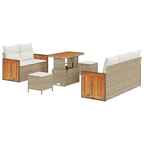 vidaXL Gartensofa-Set mit Kissen 10 Stk Beige und Creme Poly-Rattan 3365201 günstig online kaufen
