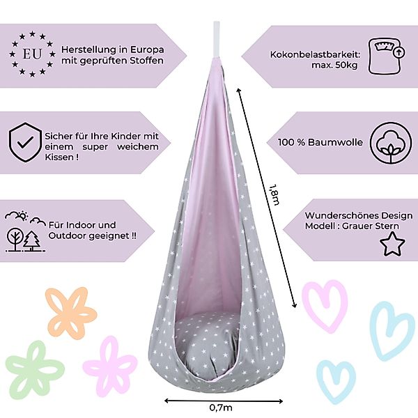 Rainbow Kids Hängesessel Kokon Hängematte Kinder Sessel Hängehöhle Schaukel günstig online kaufen