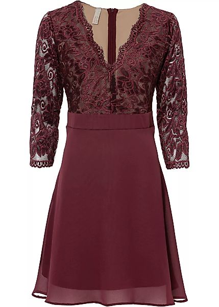 Chiffon-Kleid mit Spitze günstig online kaufen