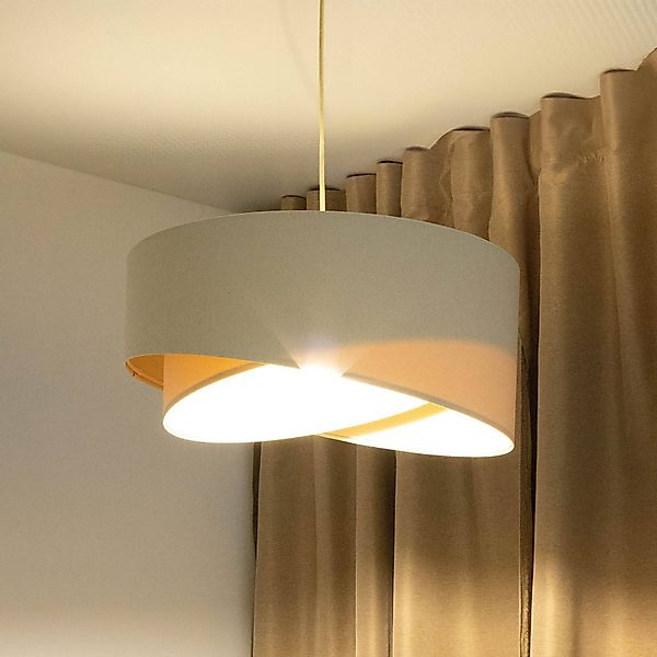 Hängeleuchte Boho, creme/beige, Ø 50 cm, Höhe 23 cm, Leinen günstig online kaufen